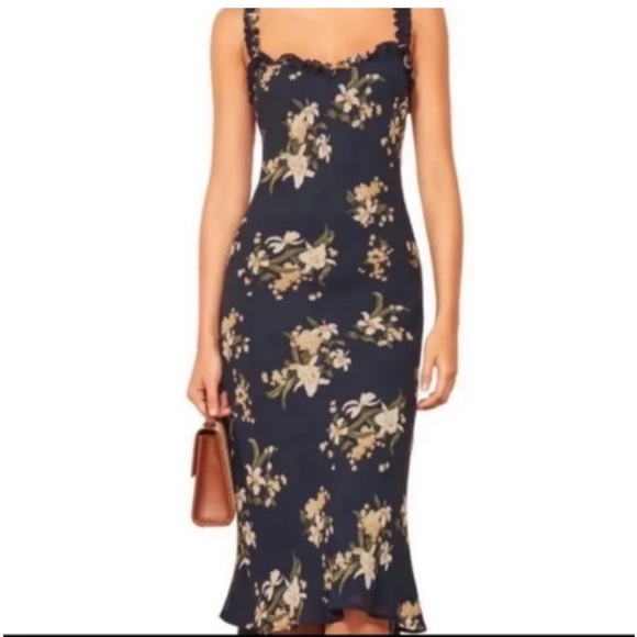 Reformation blue Floral Dress. NWOT - Picture 2 of 12